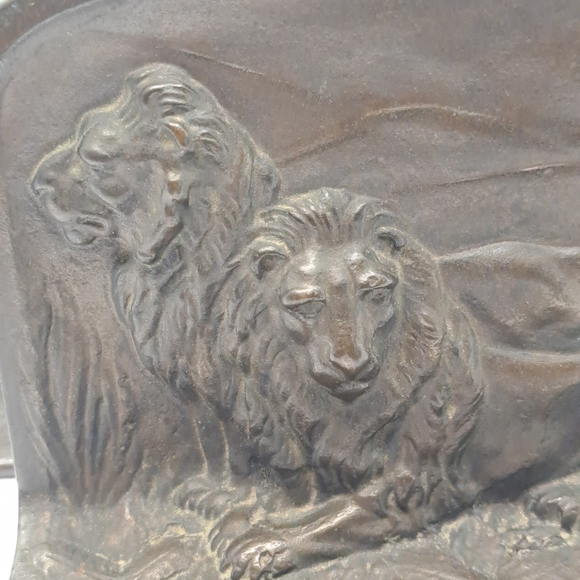 Antique brass bradley & hubbard bookends with lion 1900 - Picture 5 of 6